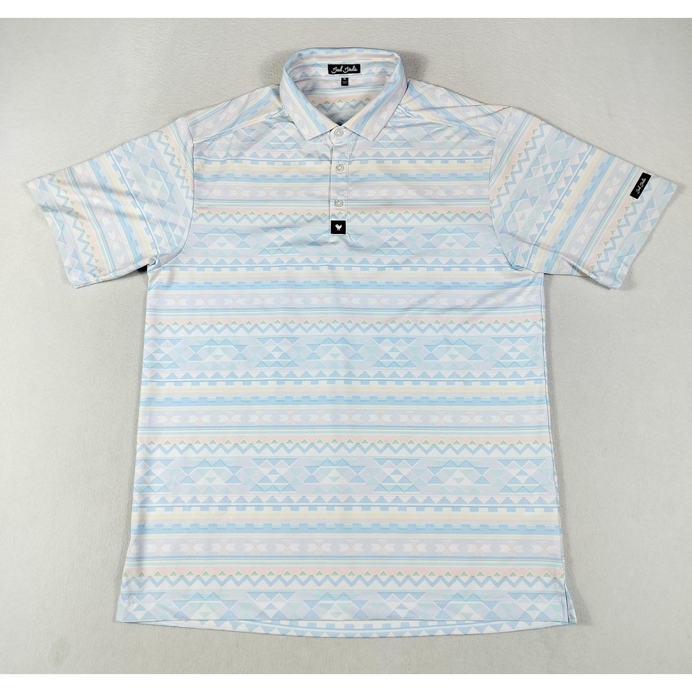 Bad Birdie Polo Shirt Mens XL Pastel Geometric Golf Performance Stretch Active